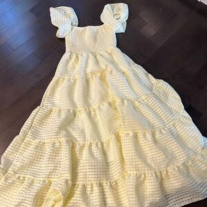 Buttery yellow tiered dress